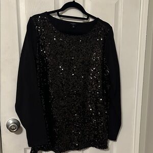 Talbots Black Sequin Blouse